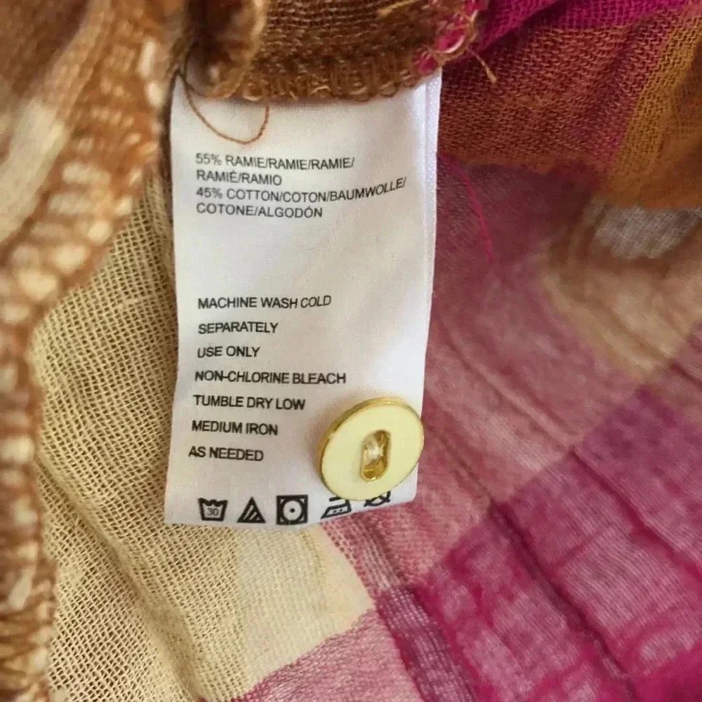 ANTHROPOLOGIE Posy Plaid Top Swing Pink Cream XS - Picture 10 of 10